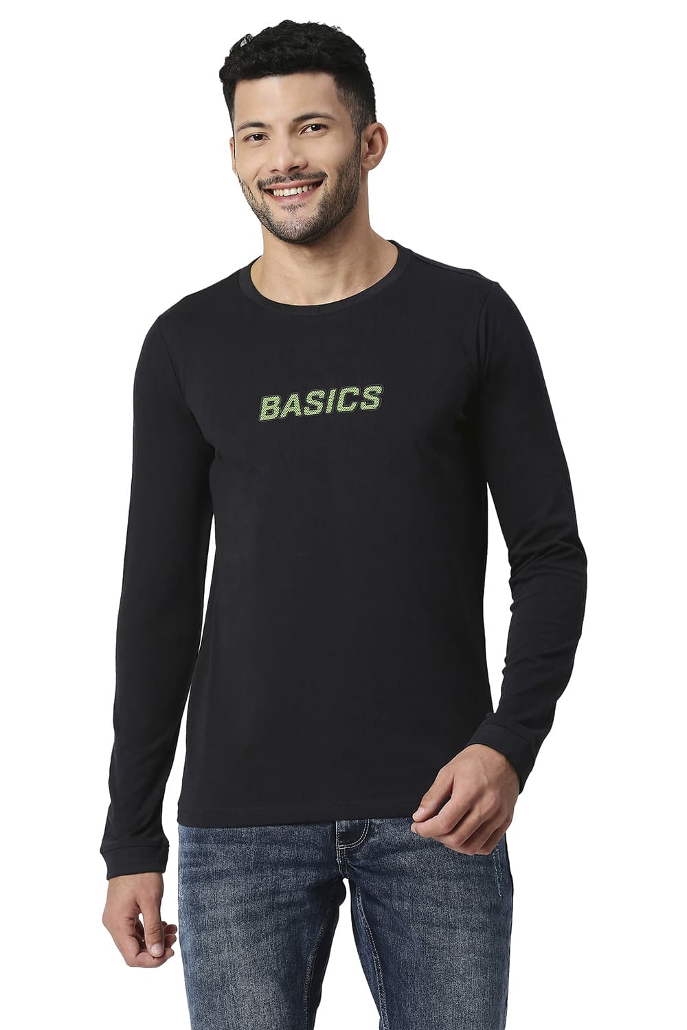 BASICS MUSCLE FIT COTTON CREW T-SHIRT