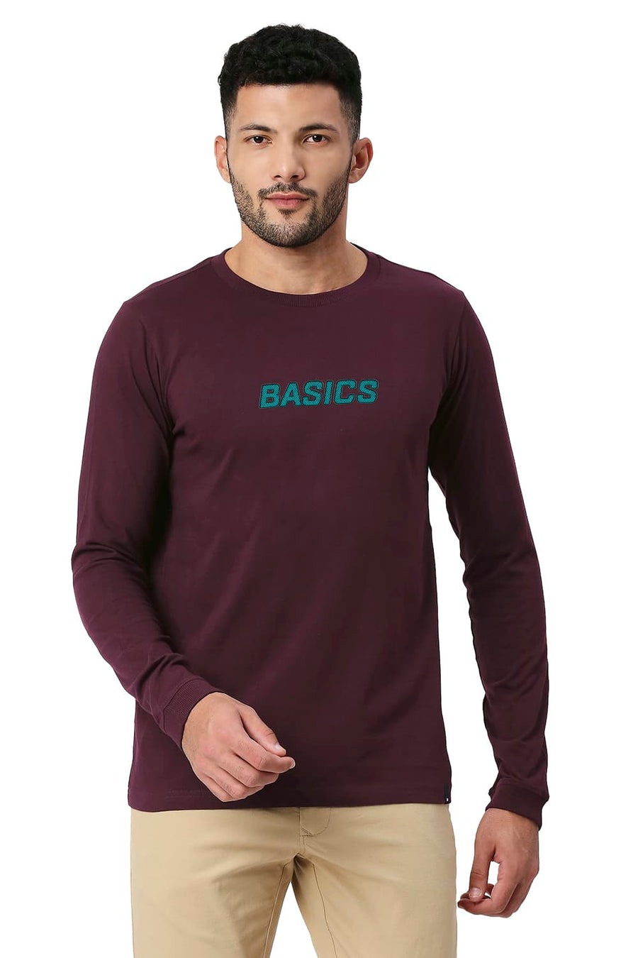BASICS MUSCLE FIT WINE TASTING COTTON CREW T-SHIRT