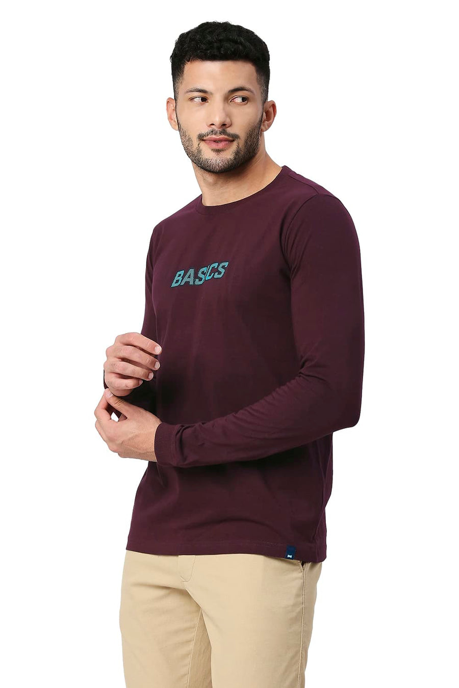 BASICS MUSCLE FIT WINE TASTING COTTON CREW T-SHIRT