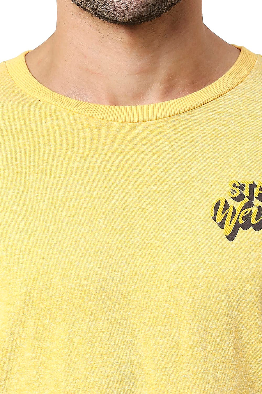 BASICS MUSCLE FIT CALENDULA COTTON POLYESTER CREW T-SHIRT