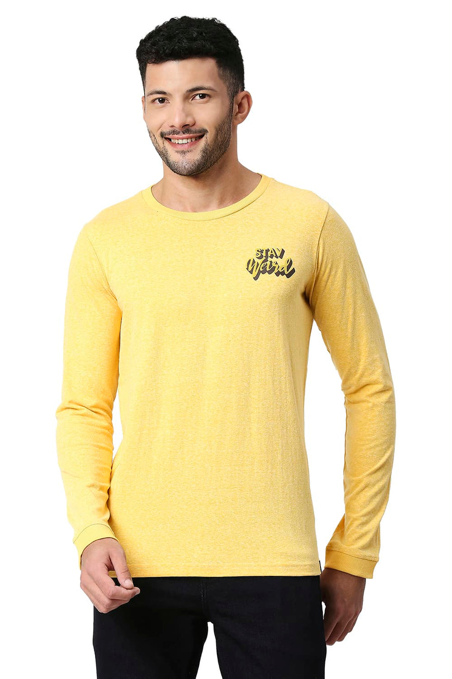 BASICS MUSCLE FIT CALENDULA COTTON POLYESTER CREW T-SHIRT