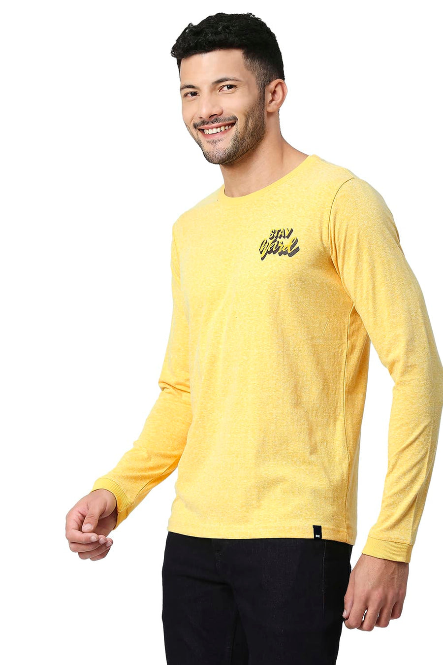 BASICS MUSCLE FIT CALENDULA COTTON POLYESTER CREW T-SHIRT