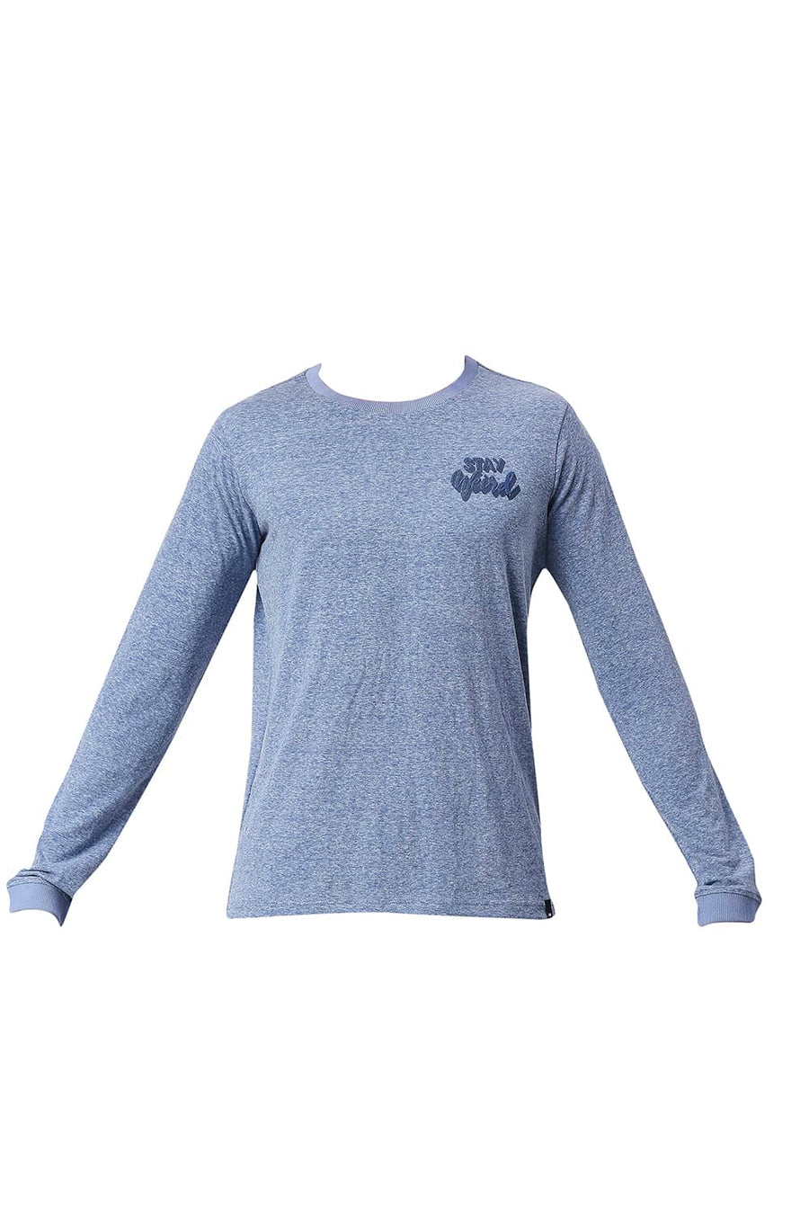BASICS MUSCLE FIT TRUE BLUE COTTON POLYESTER CREW T-SHIRT