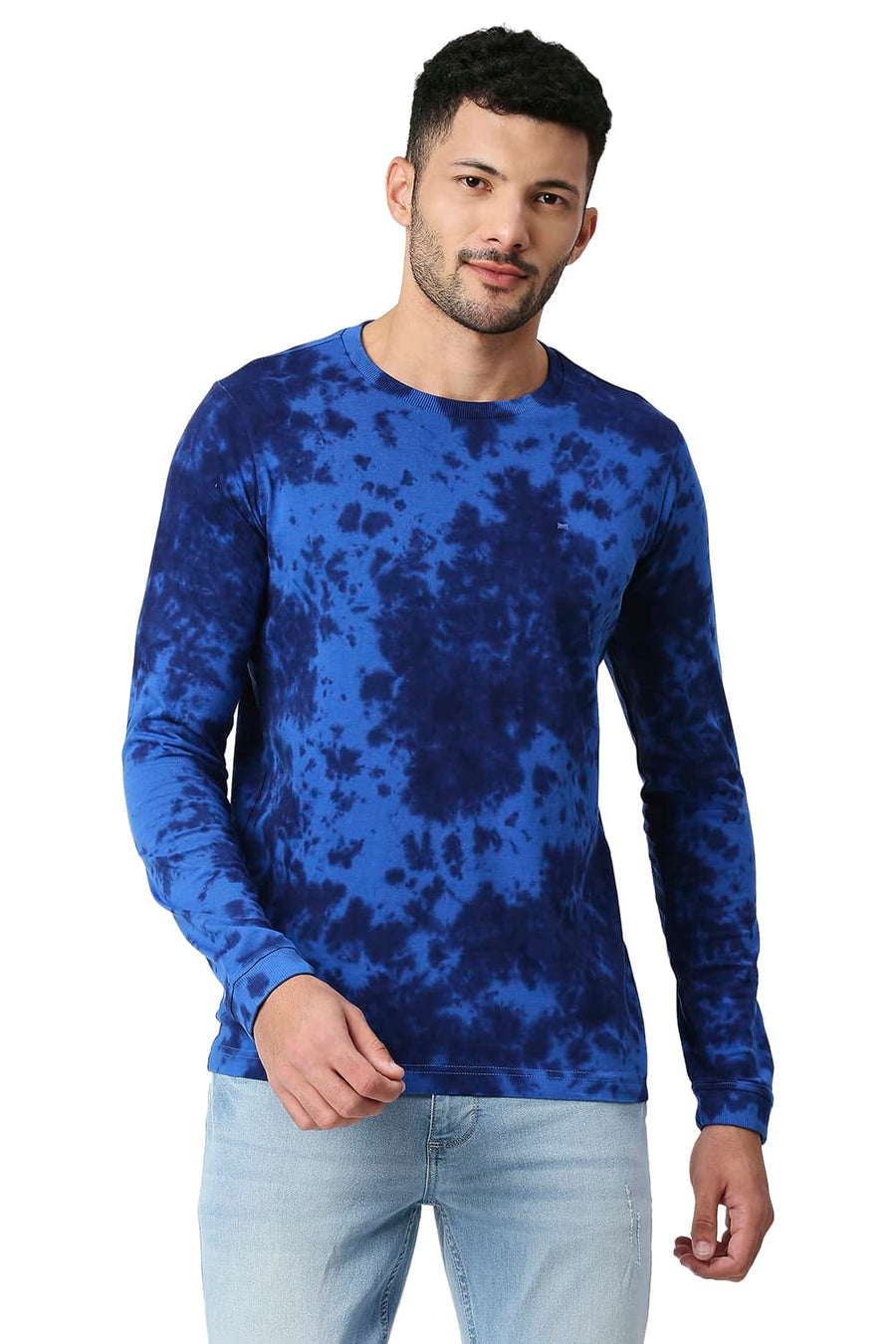 BASICS MUSCLE FIT SODALITE BLUE COTTON CREW T-SHIRT