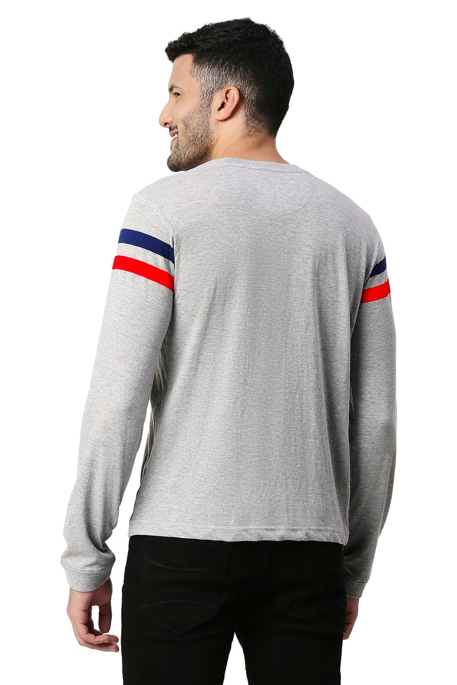 BASICS MUSCLE FIT HEATHER GREY COTTON CREW T-SHIRT