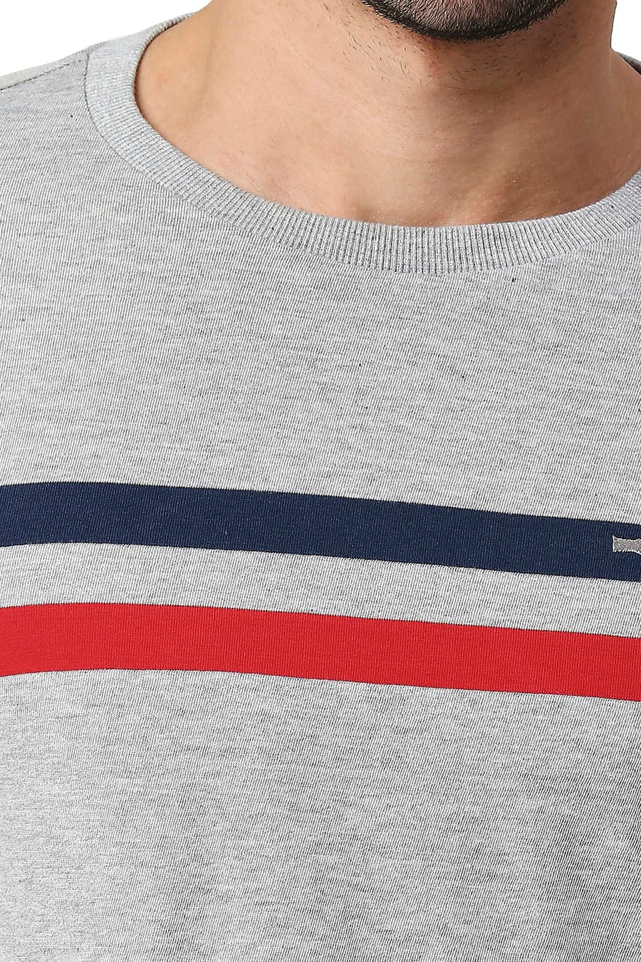 BASICS MUSCLE FIT HEATHER GREY COTTON CREW T-SHIRT