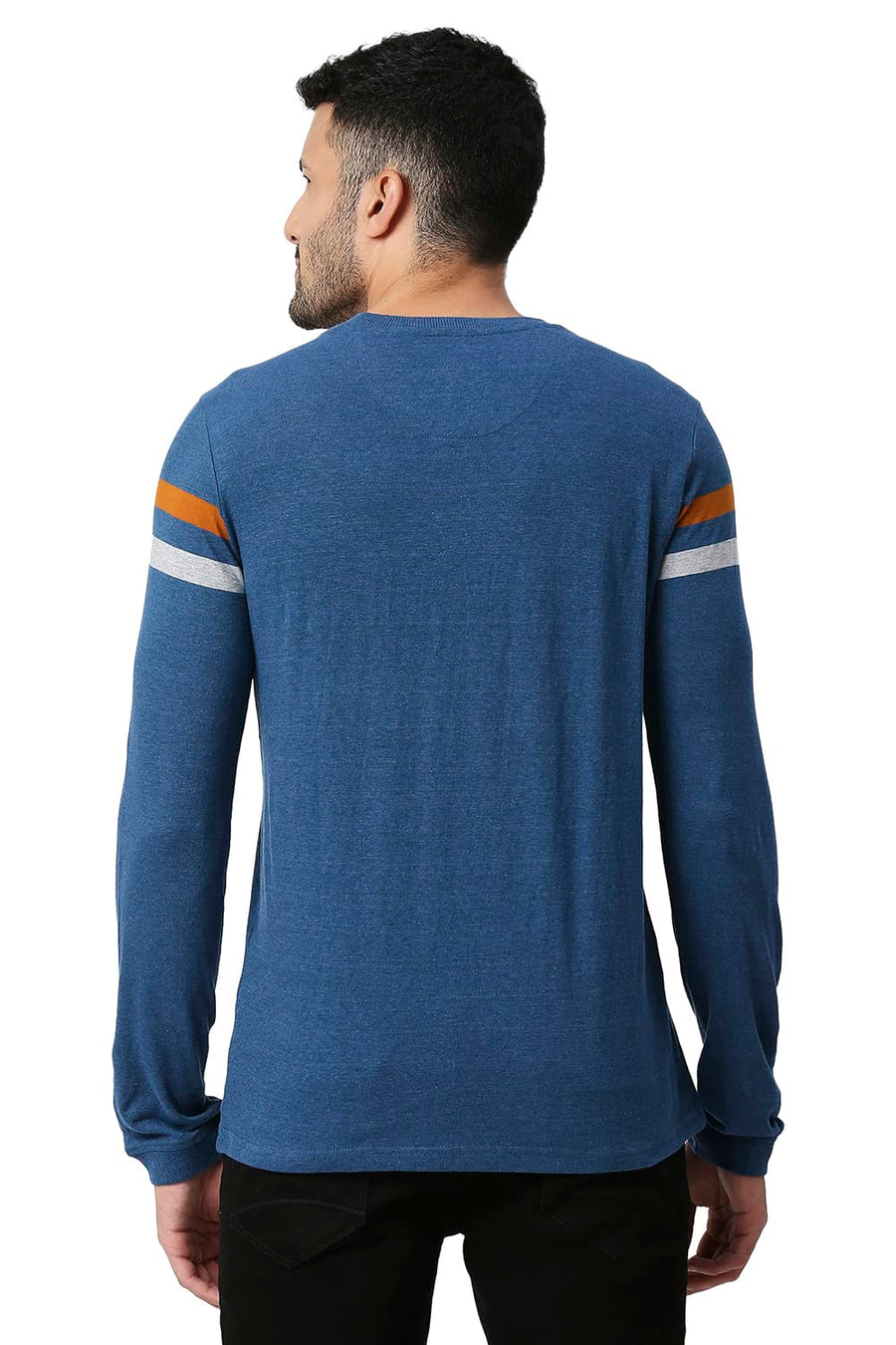 BASICS MUSCLE FIT MOROCCAN BLUE COTTON CREW T-SHIRT