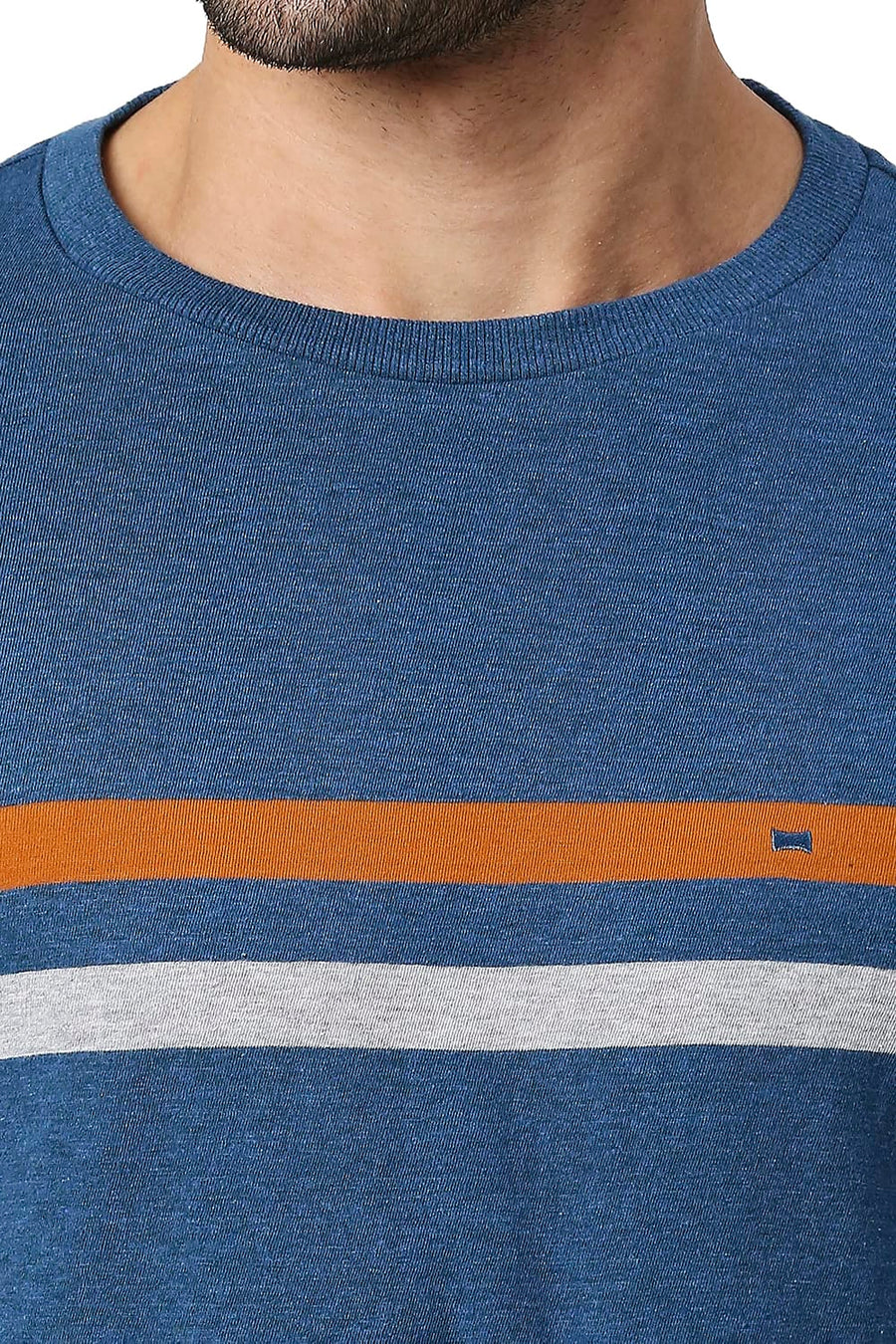 BASICS MUSCLE FIT MOROCCAN BLUE COTTON CREW T-SHIRT