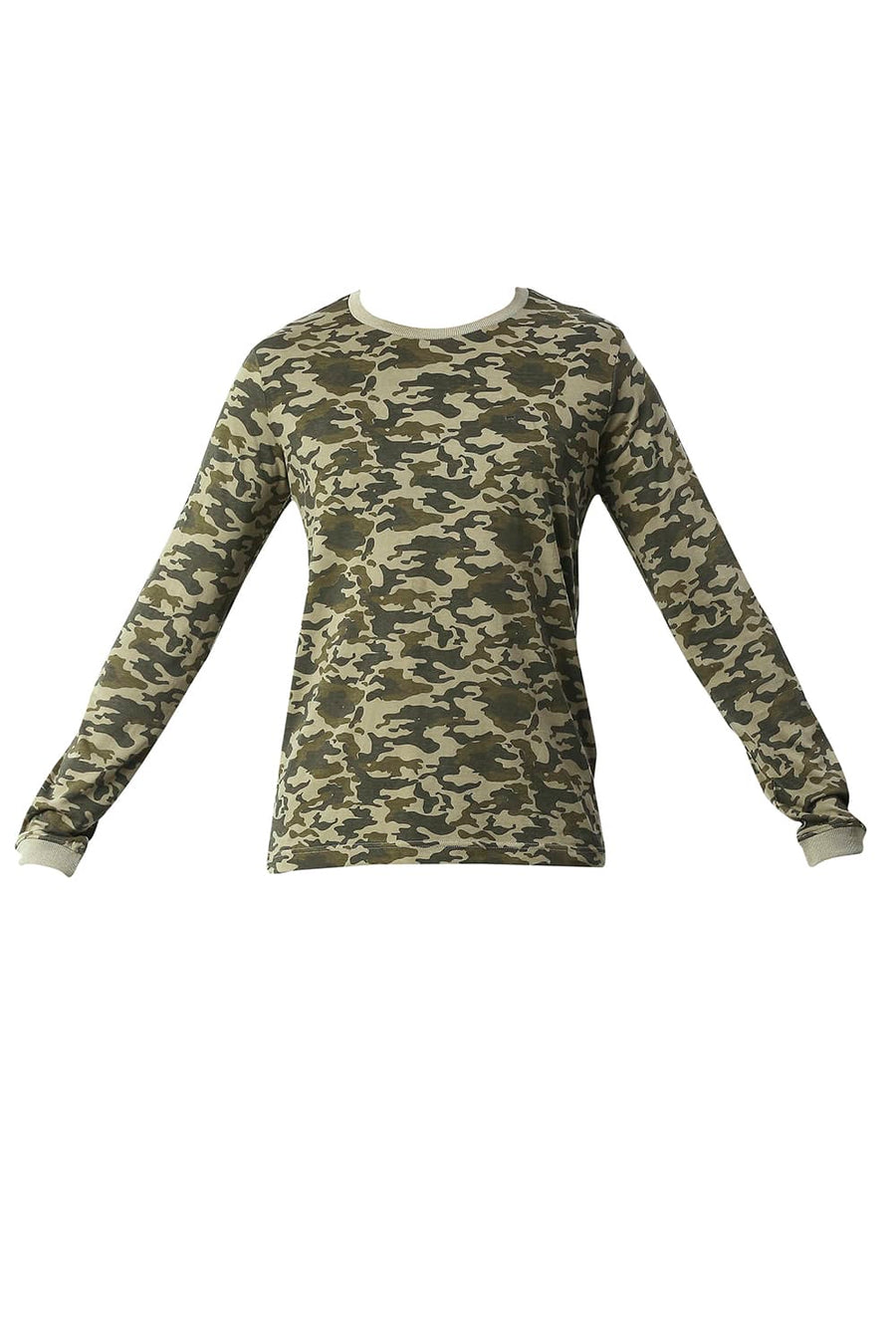 BASICS MUSCLE FIT COVERT GREEN COTTON CREW T-SHIRT