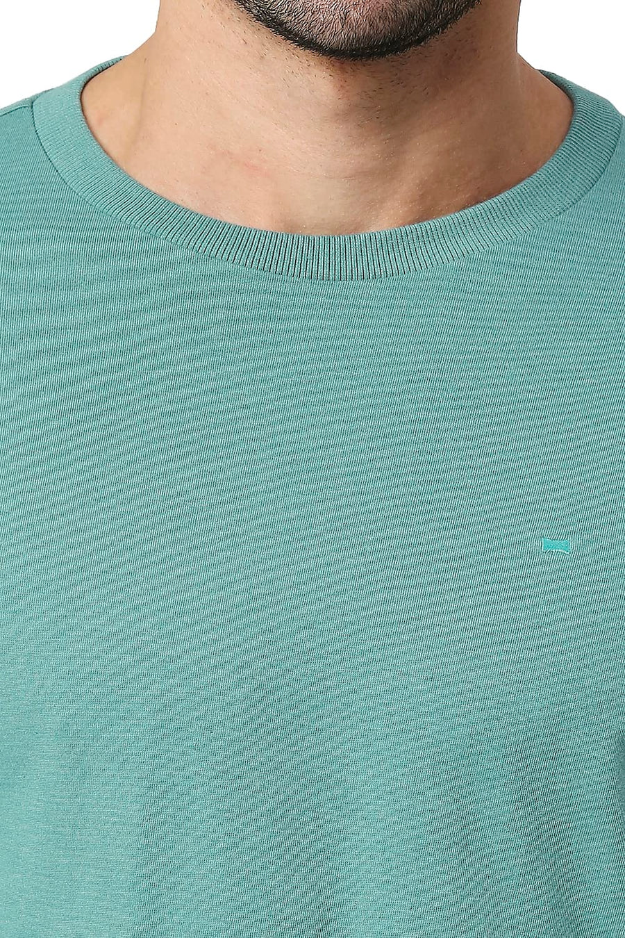 BASICS MUSCLE FIT DEEP SEA COTTON POLYESTER CREW T-SHIRT