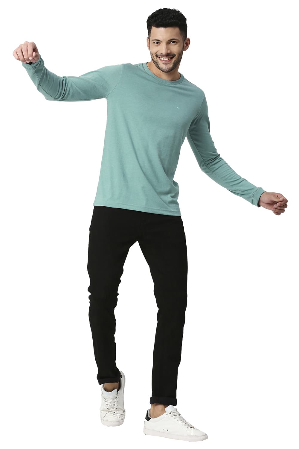 BASICS MUSCLE FIT COTTON POLYESTER CREW T-SHIRT