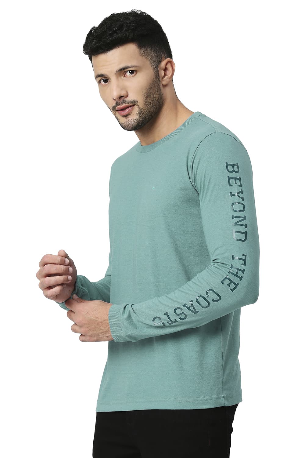 BASICS MUSCLE FIT COTTON POLYESTER CREW T-SHIRT