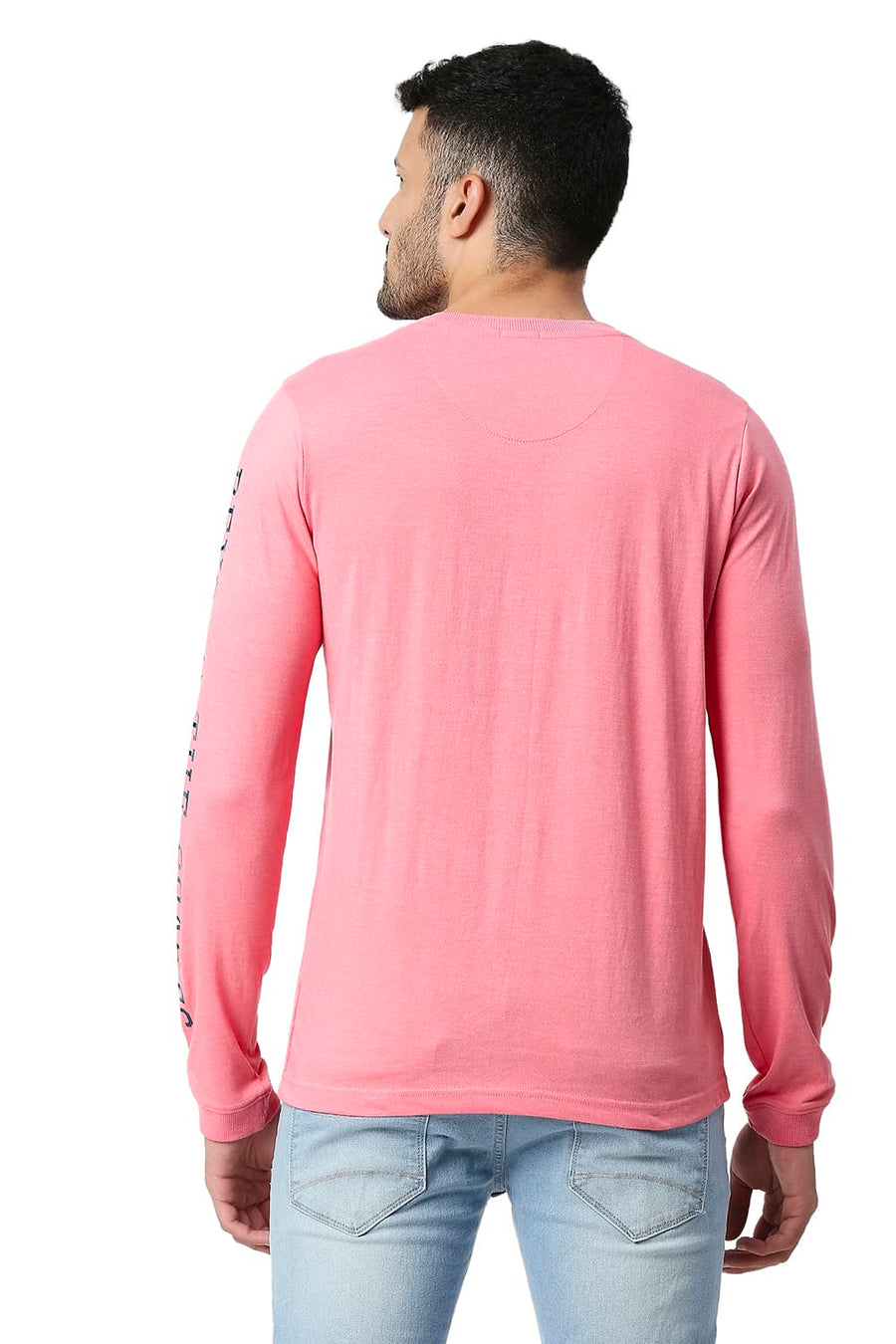 BASICS MUSCLE FIT PEACH BLOSSOM COTTON POLYESTER CREW T-SHIRT