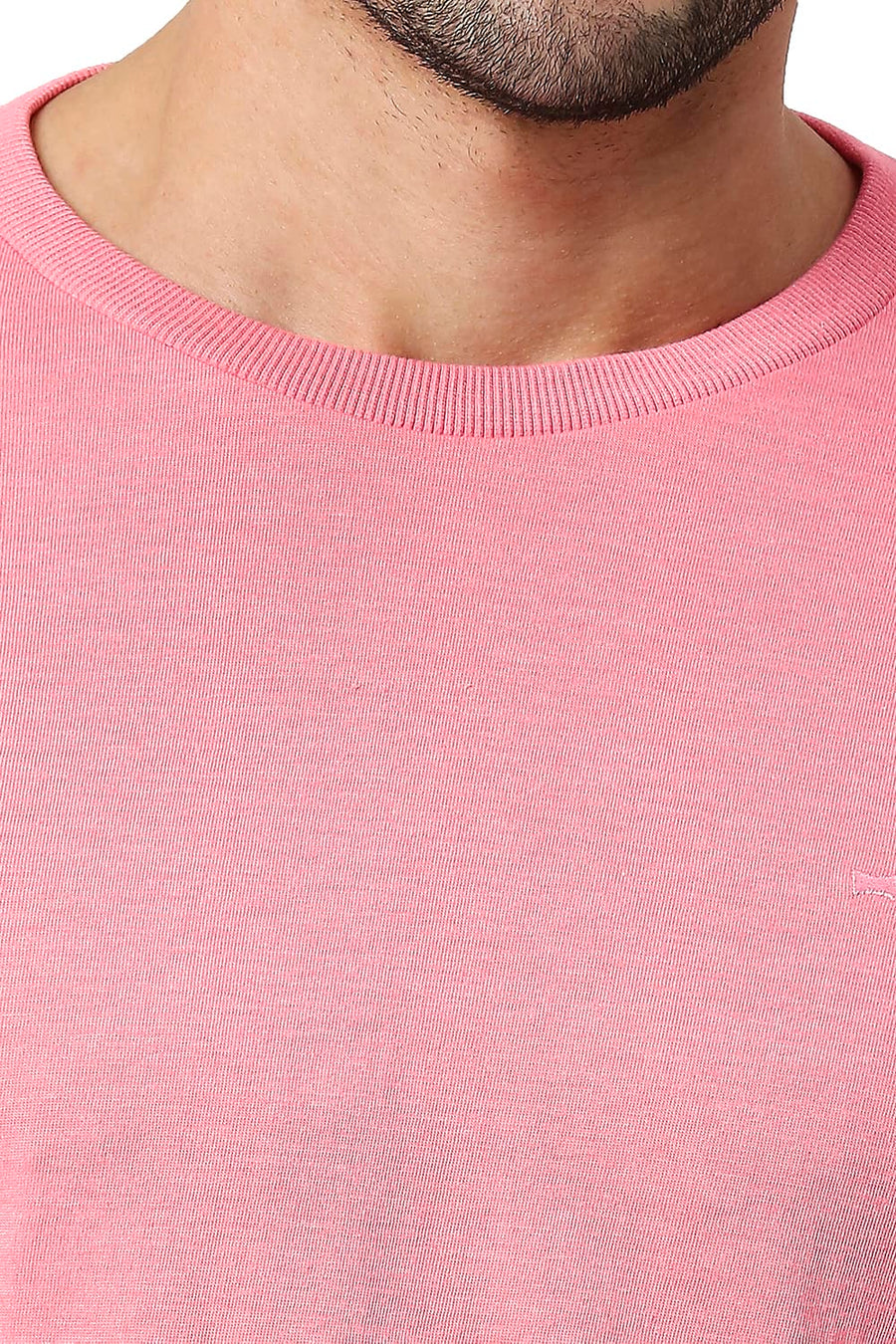 BASICS MUSCLE FIT PEACH BLOSSOM COTTON POLYESTER CREW T-SHIRT