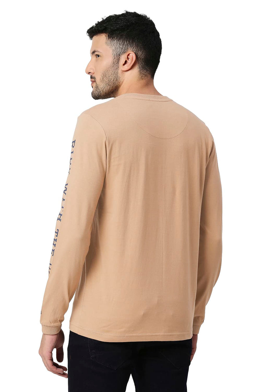BASICS MUSCLE FIT CINAMMON SWIRL COTTON HENLEY T-SHIRT