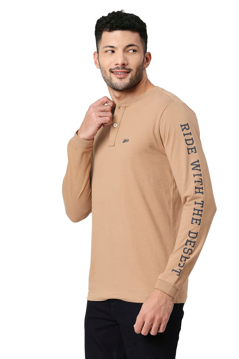 BASICS MUSCLE FIT COTTON HENLEY T-SHIRT