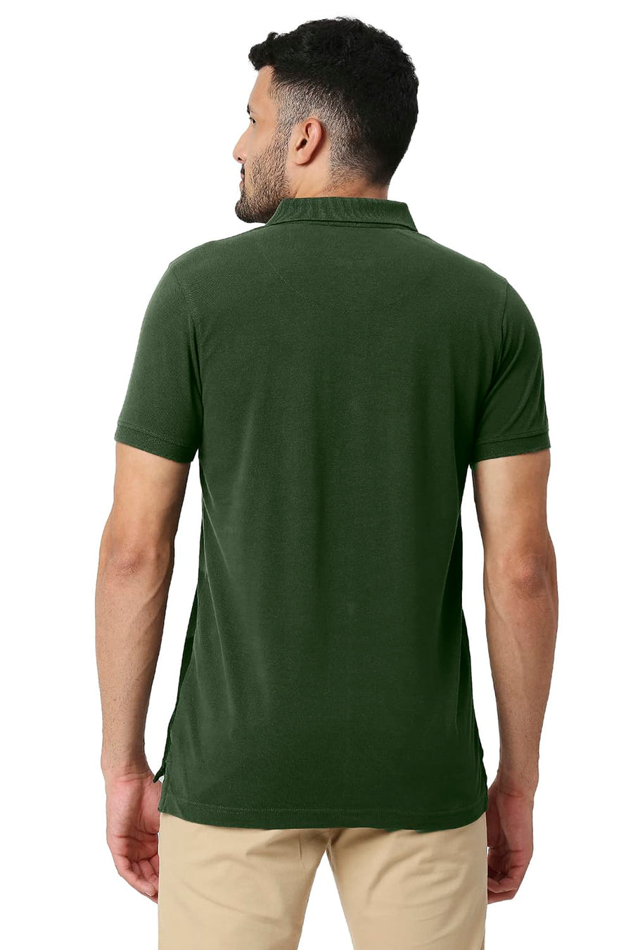 BASICS MUSCLE FIT FOREST NIGHT COTTON POLO T-SHIRT