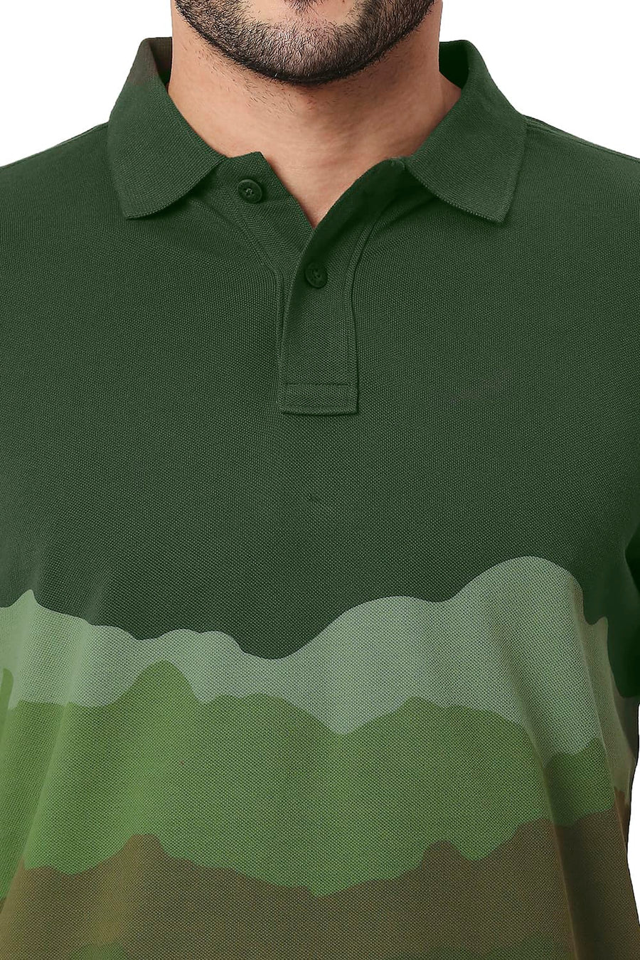 BASICS MUSCLE FIT FOREST NIGHT COTTON POLO T-SHIRT
