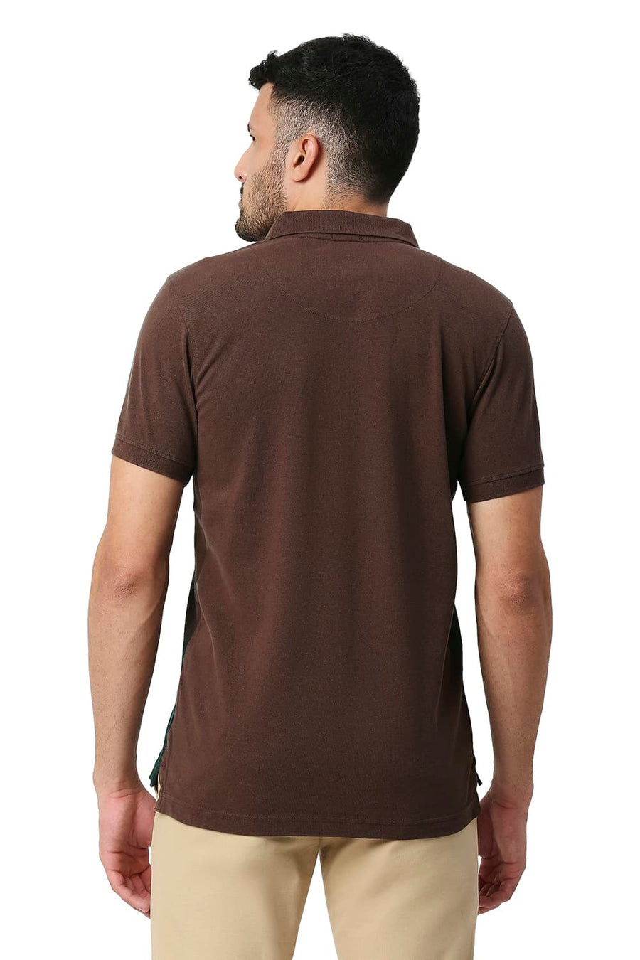 BASICS MUSCLE FIT CHICORY COFFEE COTTON POLO T-SHIRT