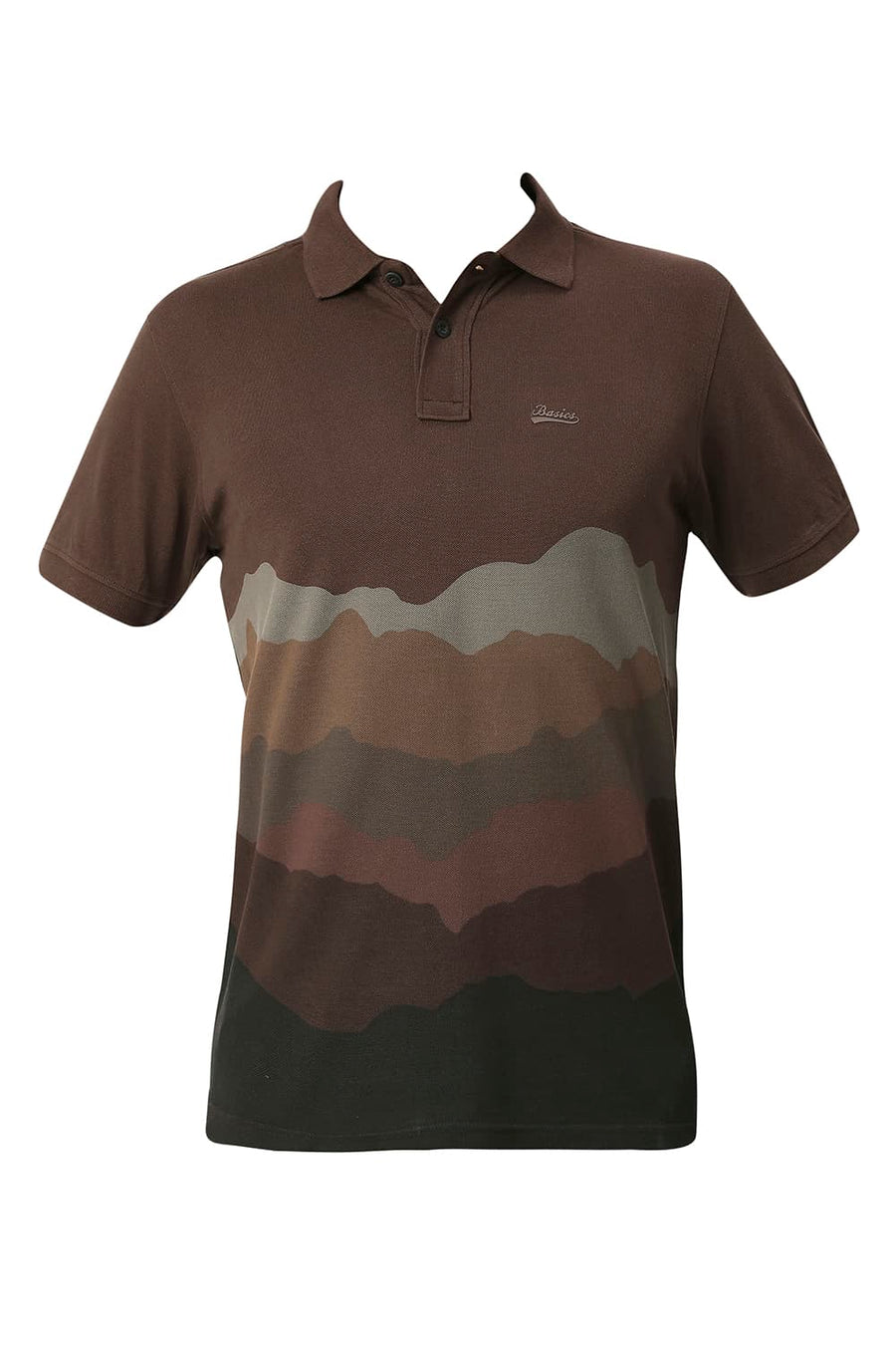 BASICS MUSCLE FIT CHICORY COFFEE COTTON POLO T-SHIRT