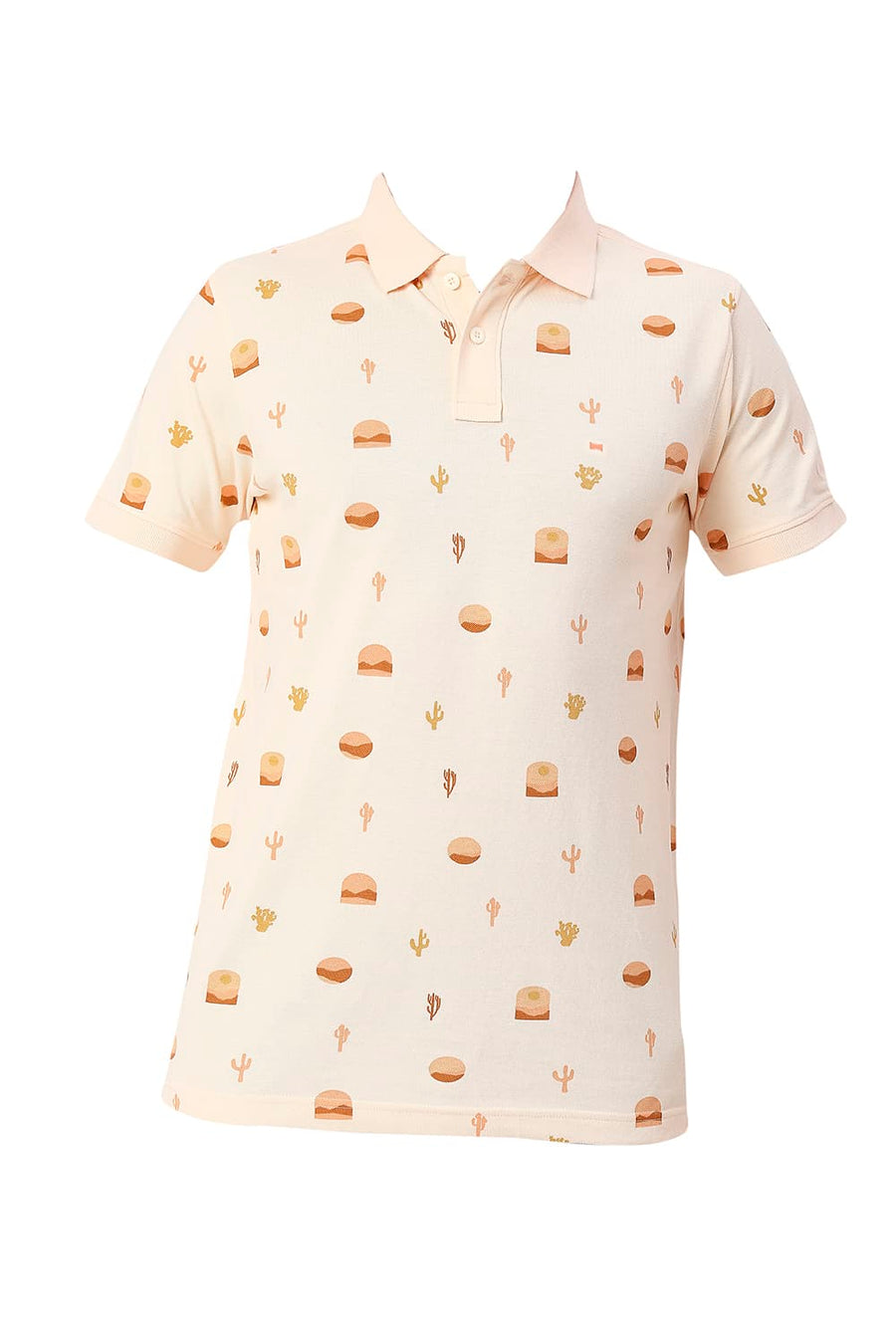 BASICS MUSCLE FIT VANILLA CREAM COTTON POLO T-SHIRT