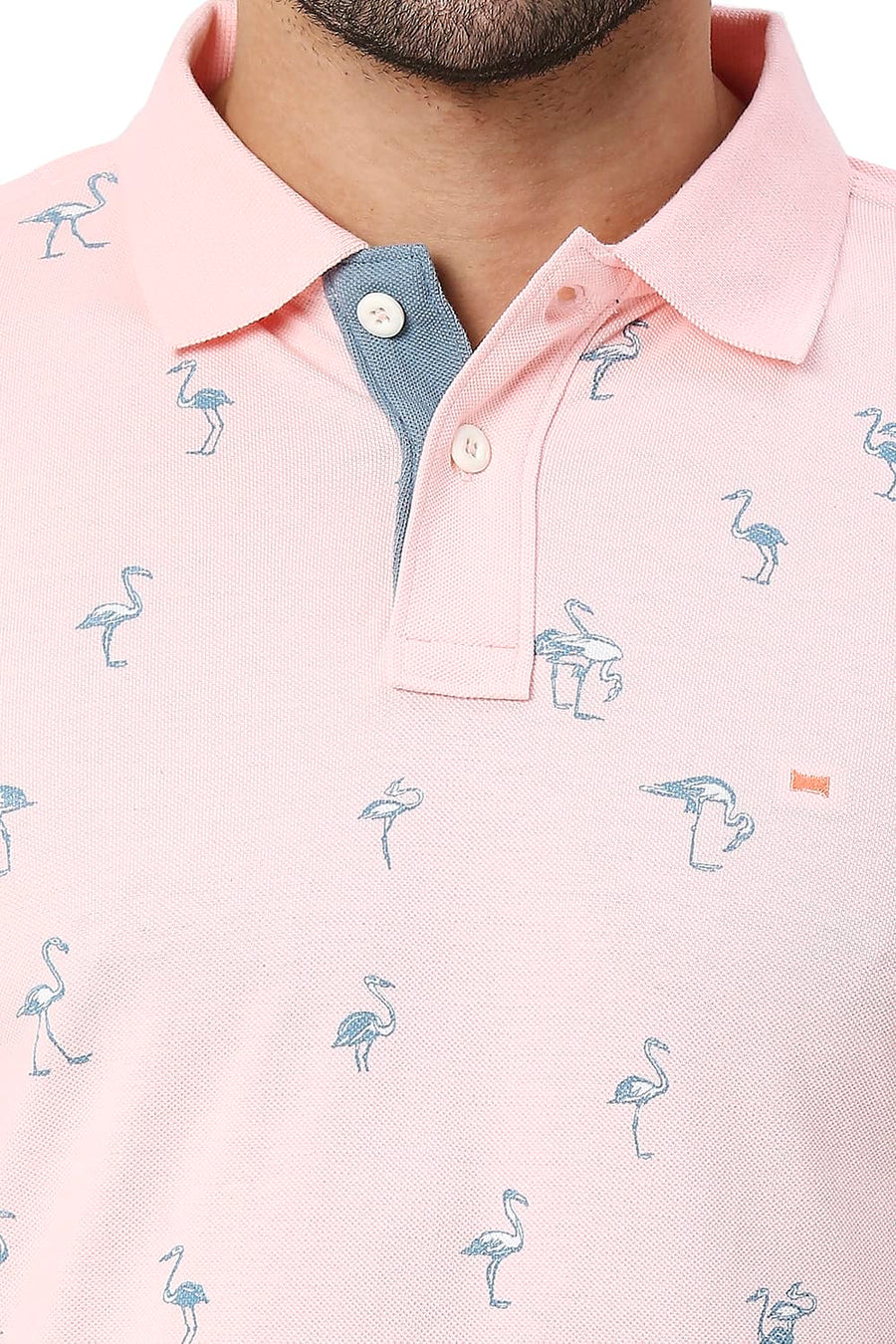 BASICS MUSCLE FIT BLOSSOM COTTON POLO T-SHIRT
