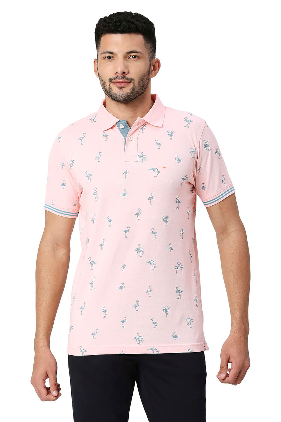 BASICS MUSCLE FIT BLOSSOM COTTON POLO T-SHIRT