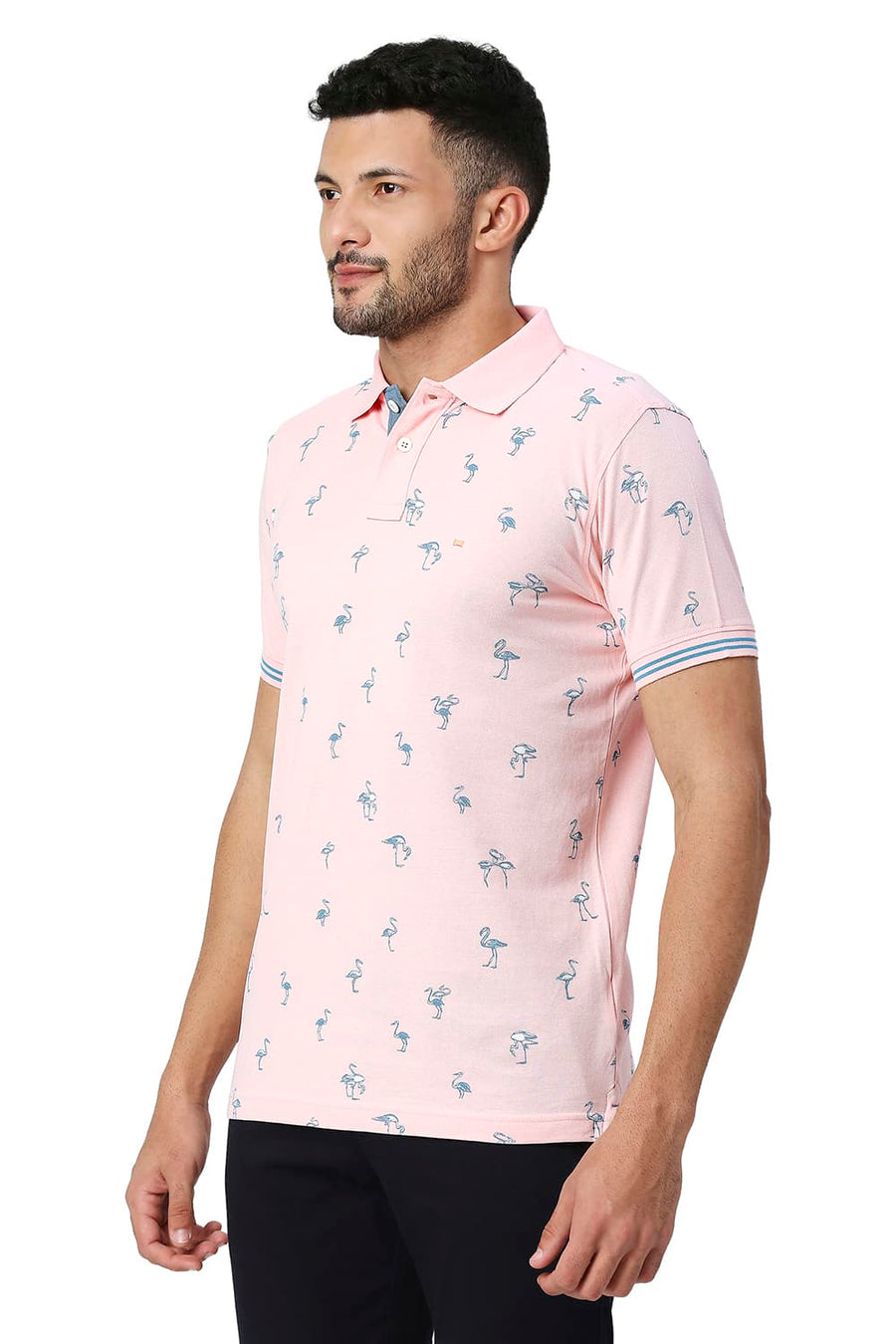 BASICS MUSCLE FIT BLOSSOM COTTON POLO T-SHIRT