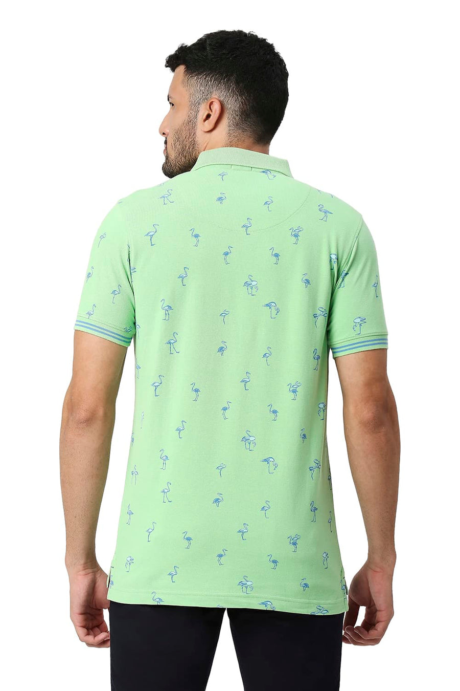 BASICS MUSCLE FIT FAIR GREEN COTTON POLO T-SHIRT