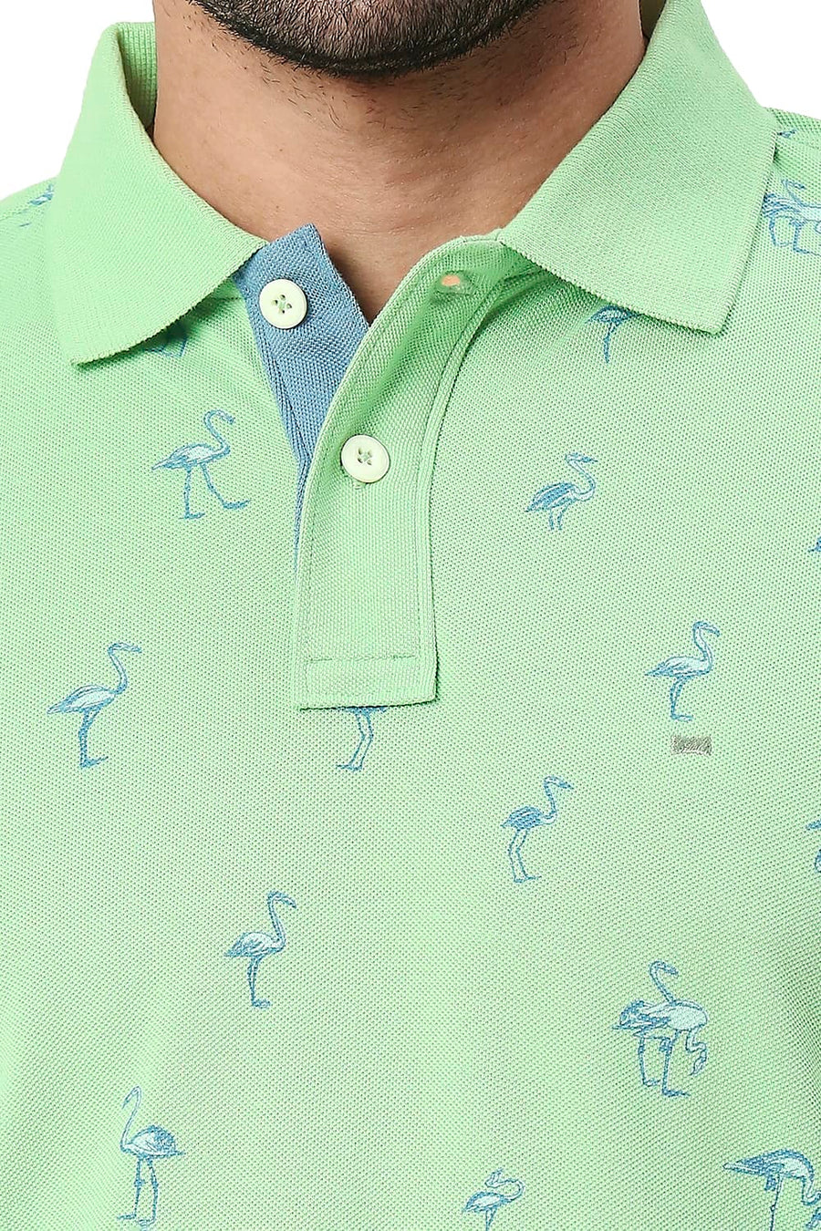 BASICS MUSCLE FIT FAIR GREEN COTTON POLO T-SHIRT