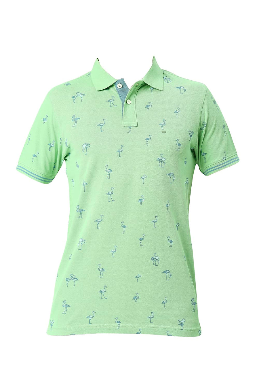BASICS MUSCLE FIT FAIR GREEN COTTON POLO T-SHIRT