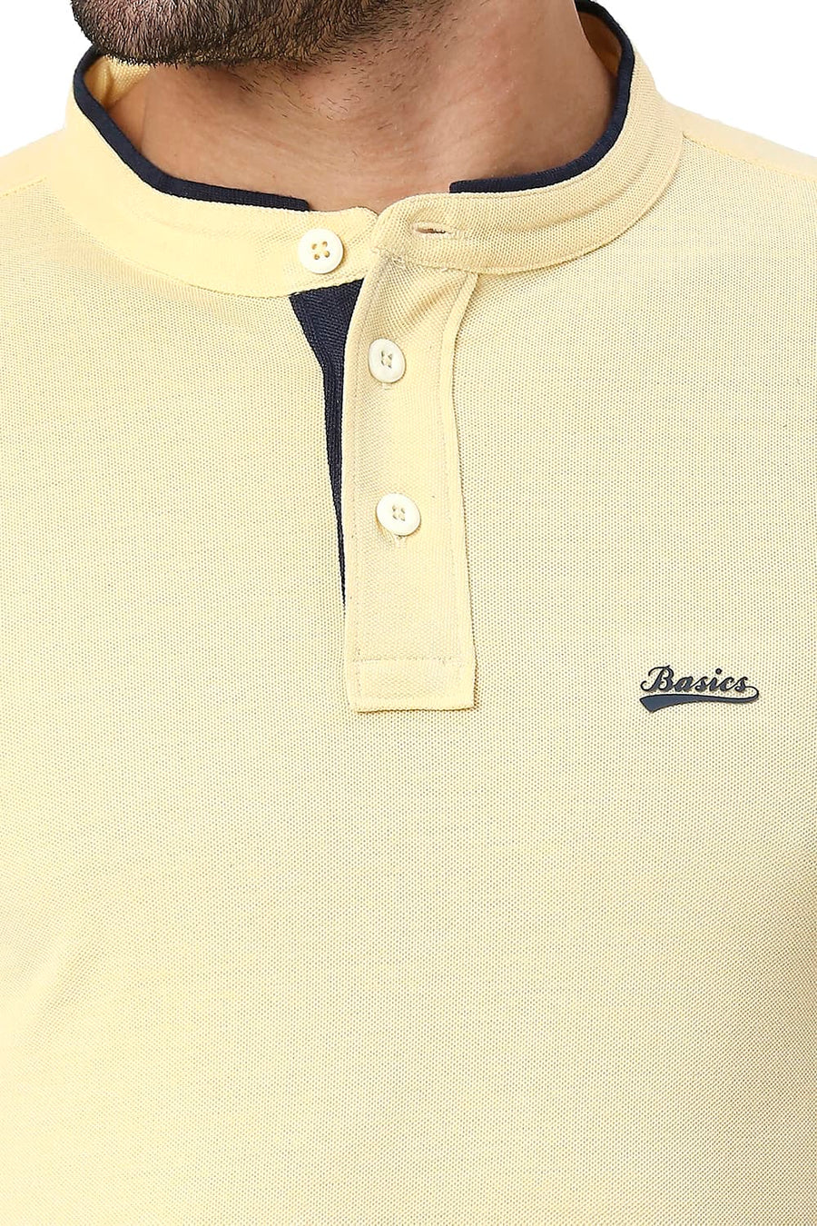 BASICS MUSCLE FIT APRICOT GELATO COTTON POLYESTER POLO T-SHIRT