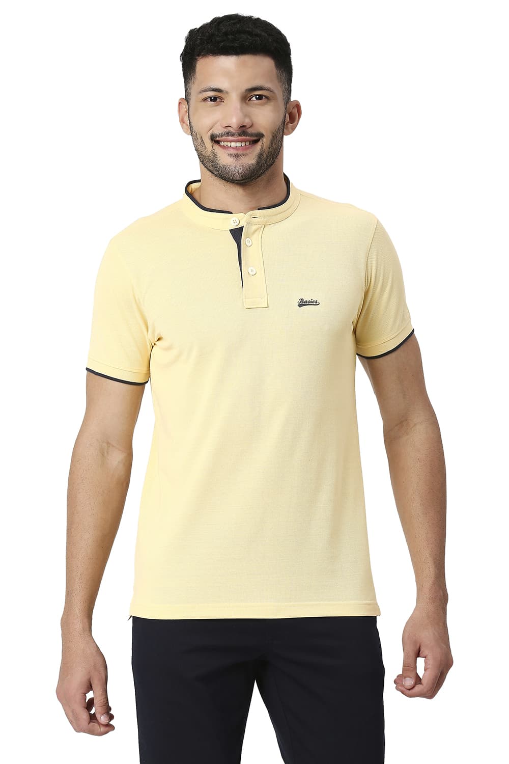 BASICS MUSCLE FIT COTTON POLYESTER POLO T-SHIRT