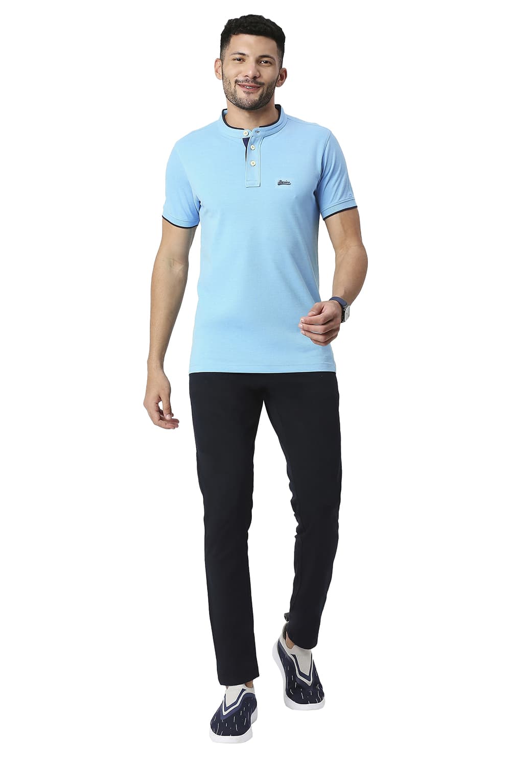 BASICS MUSCLE FIT COTTON POLYESTER POLO T-SHIRT