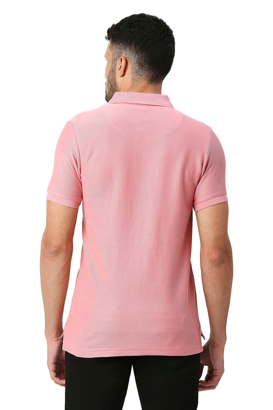 BASICS MUSCLE FIT ROSE TAN COTTON POLO T-SHIRT