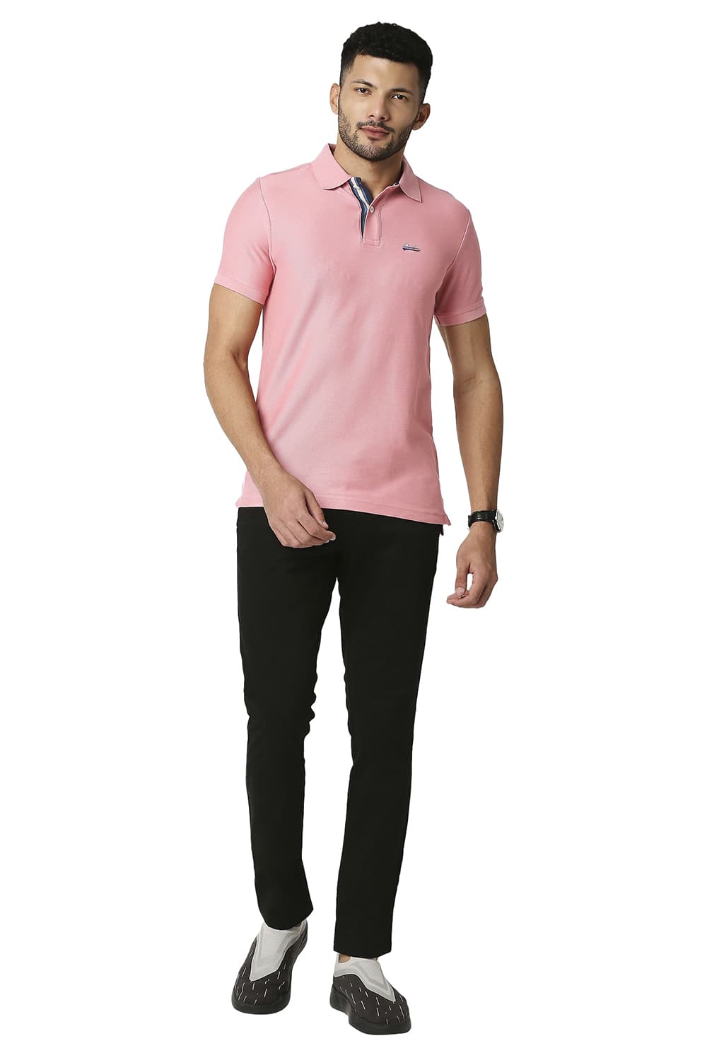 BASICS MUSCLE FIT COTTON POLO T-SHIRT