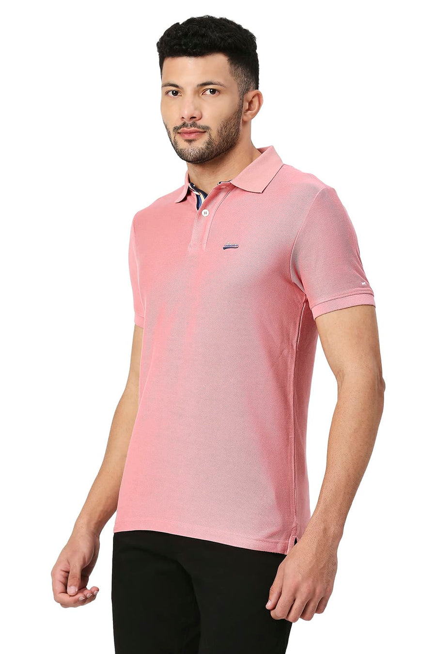 BASICS MUSCLE FIT ROSE TAN COTTON POLO T-SHIRT
