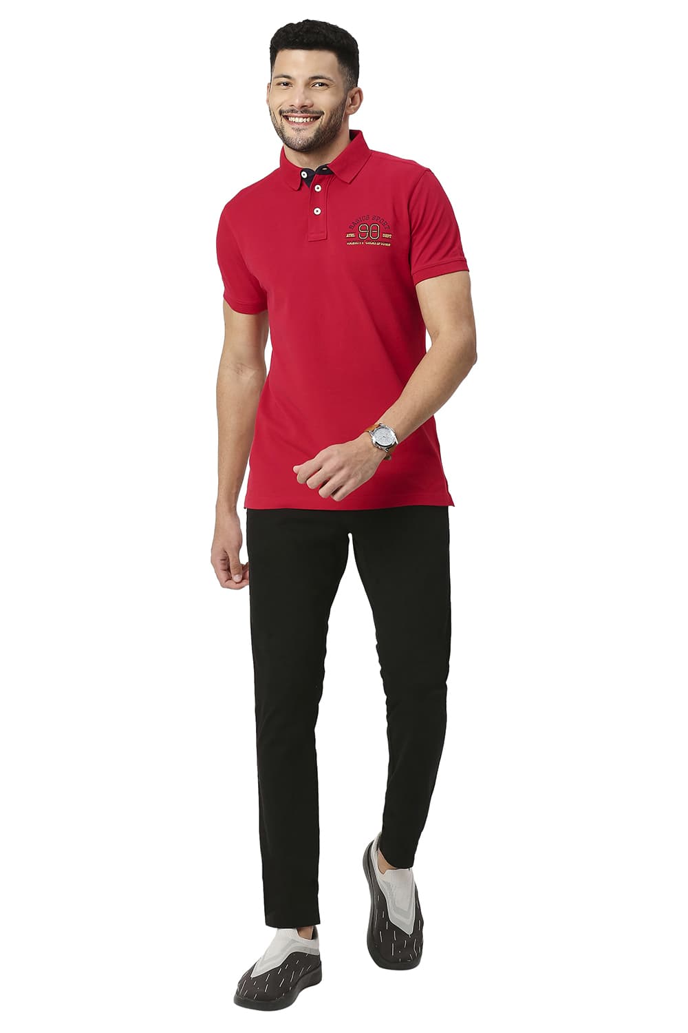 BASICS MUSCLE FIT COTTON POLO T-SHIRT