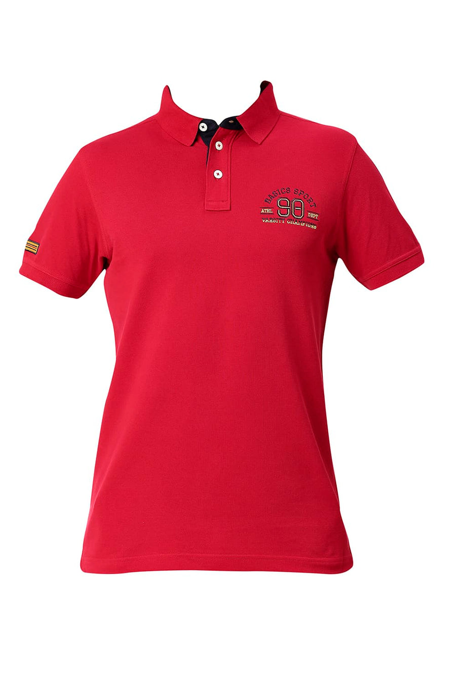 BASICS MUSCLE FIT TANGO RED COTTON POLO T-SHIRT