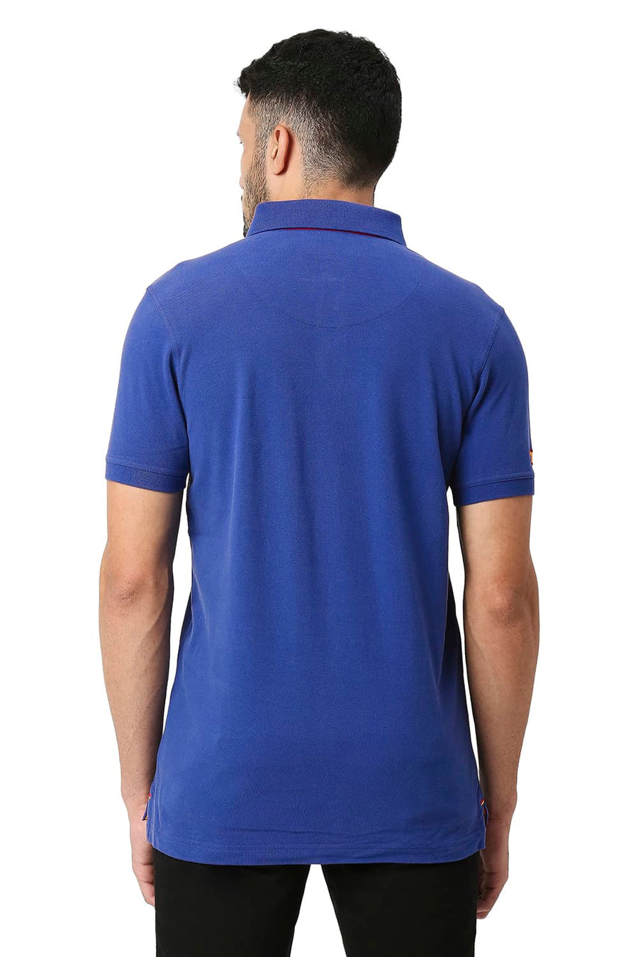 BASICS MUSCLE FIT SODALITE BLUE COTTON POLO T-SHIRT
