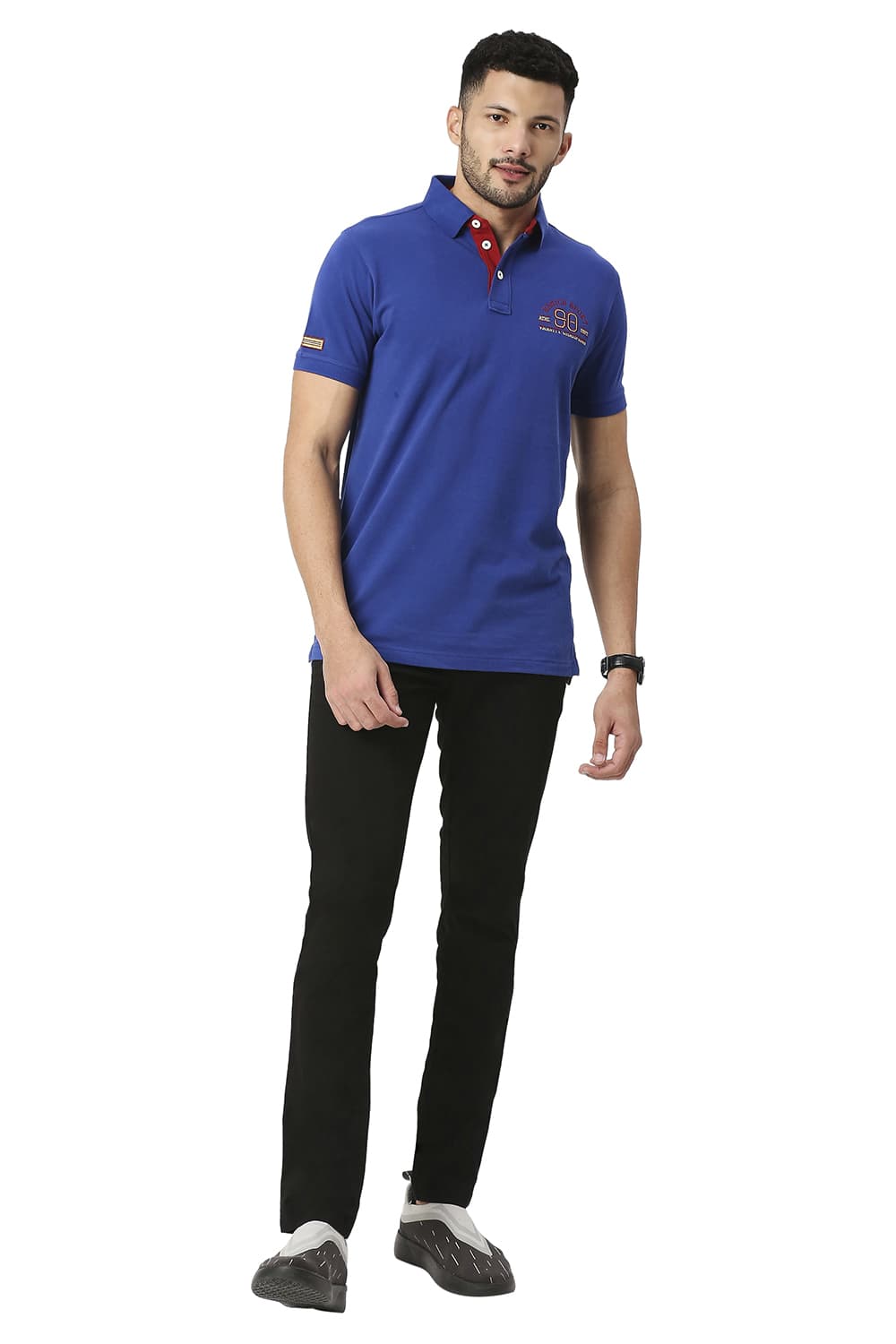 BASICS MUSCLE FIT COTTON POLO T-SHIRT