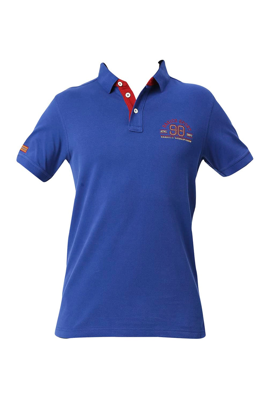 BASICS MUSCLE FIT SODALITE BLUE COTTON POLO T-SHIRT
