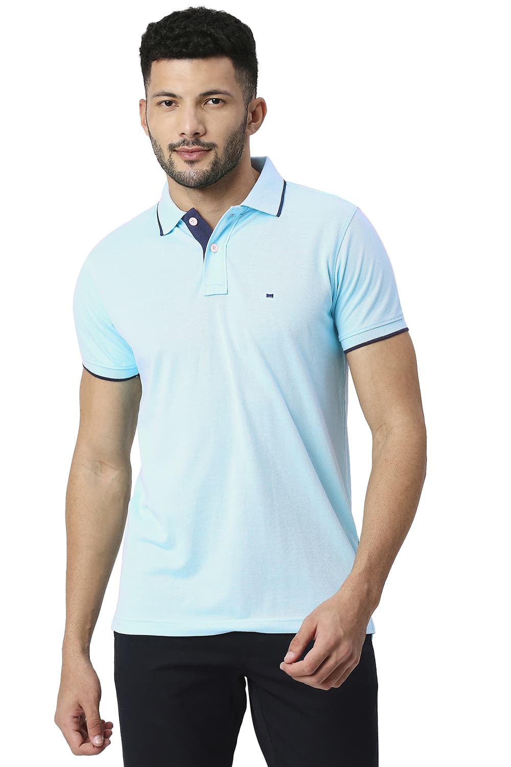 BASICS MUSCLE FIT COTTON POLYESTER POLO T-SHIRT