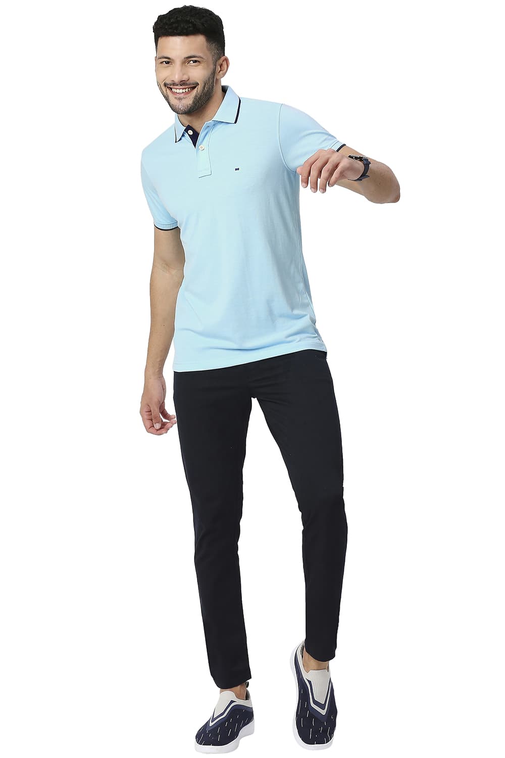 BASICS MUSCLE FIT COTTON POLYESTER POLO T-SHIRT