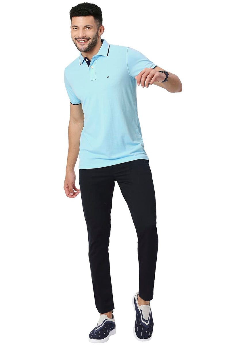 BASICS MUSCLE FIT COTTON POLYESTER POLO T-SHIRT