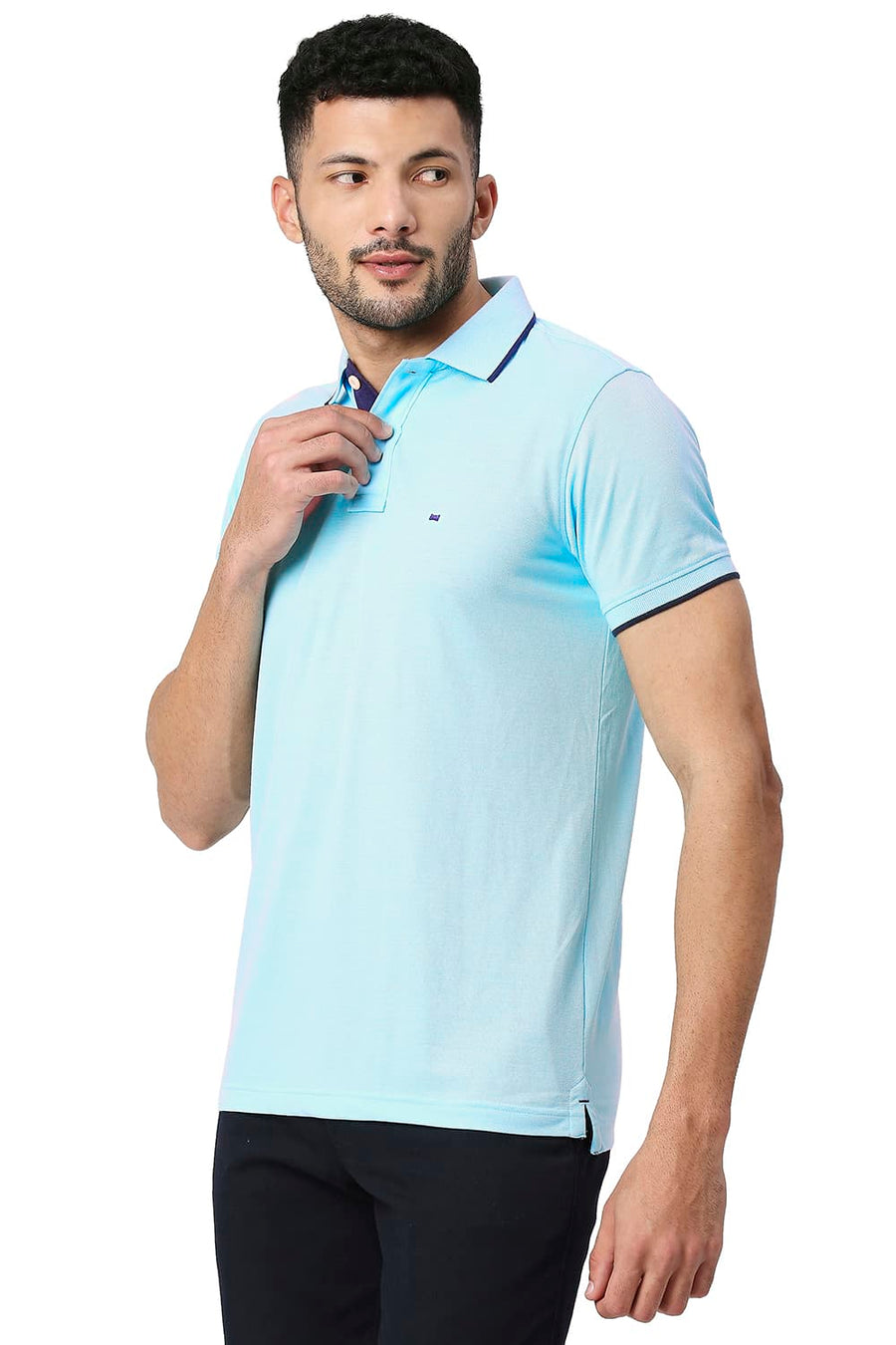 BASICS MUSCLE FIT TROPICAL BREEZE COTTON POLYESTER POLO T-SHIRT