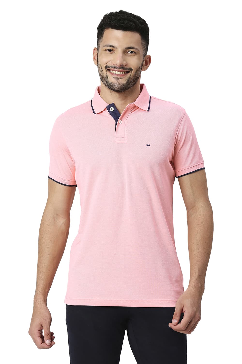 BASICS MUSCLE FIT COTTON POLYESTER POLO T-SHIRT