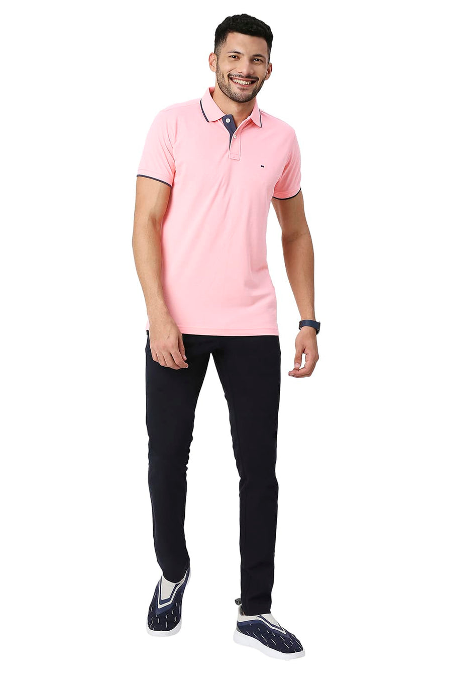 BASICS MUSCLE FIT MUREX SHELL COTTON POLYESTER POLO T-SHIRT
