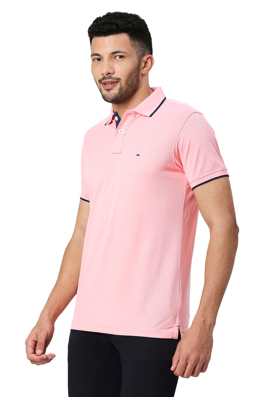 BASICS MUSCLE FIT MUREX SHELL COTTON POLYESTER POLO T-SHIRT