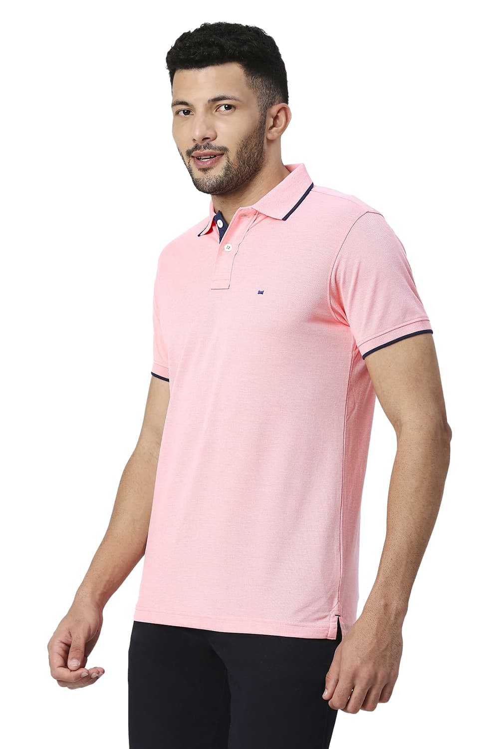 BASICS MUSCLE FIT COTTON POLYESTER POLO T-SHIRT